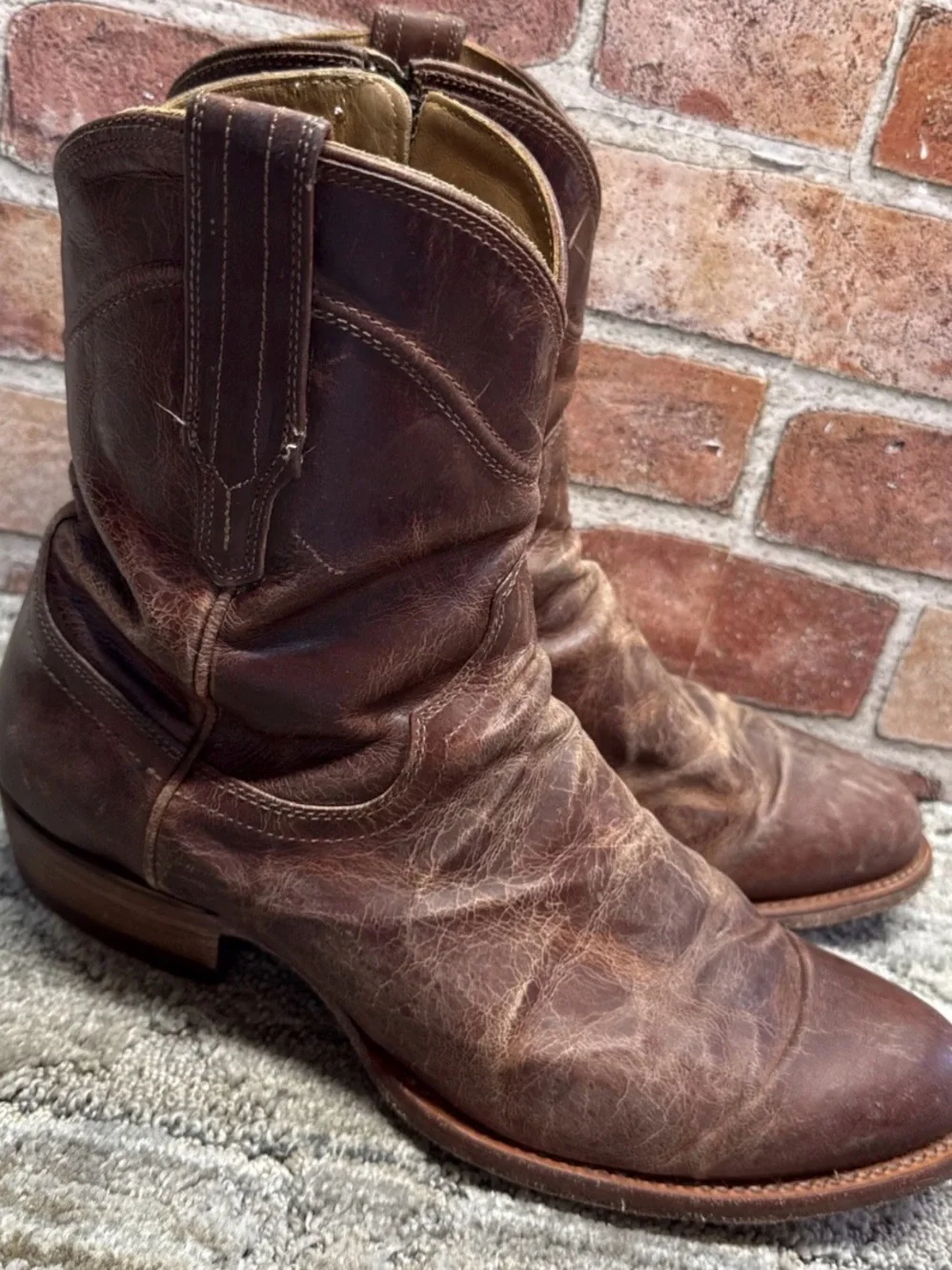 TECOVAS Dean  10 EE Men Cowboy Brown Western Zip Slim Ranchwear Roper W/ Zipper